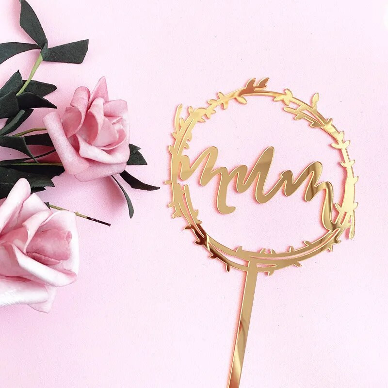 INS Aukso baltumo mama su gimtadieniu torto tvarsčiai Motinos dienos vakarėliui Akriliniai torto tvarsčiai gimtadienio šventei torto papuošimo dovana