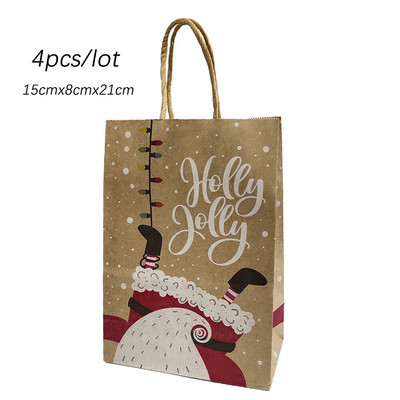 4 vnt. Linksmų Kalėdų popierinis dovanų maišelis X-Mas Kalėdų Senelio saldainių sausainių maišelis Pasidaryk pats laimingų Kalėdų dovanų rankinės Kalėdų vakarėliui