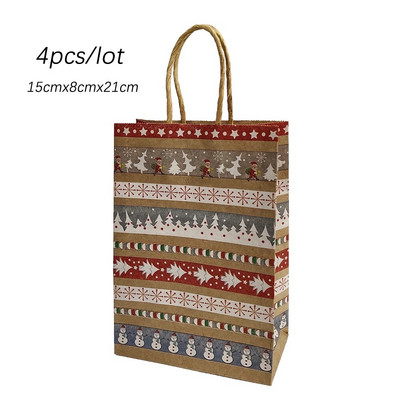 4 vnt. Linksmų Kalėdų popierinis dovanų maišelis X-Mas Kalėdų Senelio saldainių sausainių maišelis Pasidaryk pats laimingų Kalėdų dovanų rankinės Kalėdų vakarėliui
