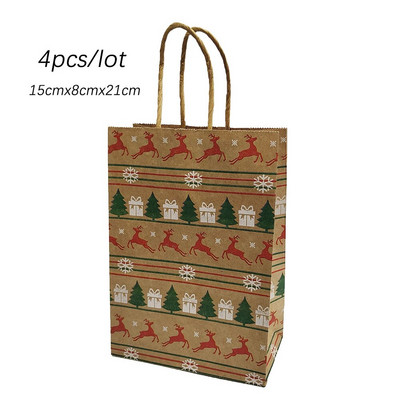 4 vnt. Linksmų Kalėdų popierinis dovanų maišelis X-Mas Kalėdų Senelio saldainių sausainių maišelis Pasidaryk pats laimingų Kalėdų dovanų rankinės Kalėdų vakarėliui