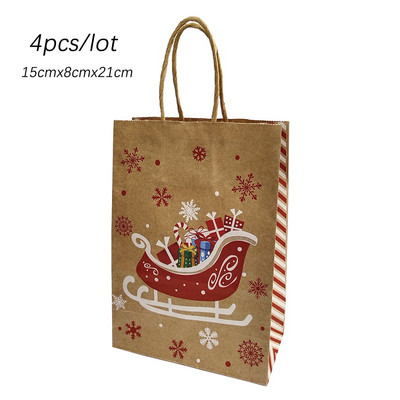 4 vnt. Linksmų Kalėdų popierinis dovanų maišelis X-Mas Kalėdų Senelio saldainių sausainių maišelis Pasidaryk pats laimingų Kalėdų dovanų rankinės Kalėdų vakarėliui