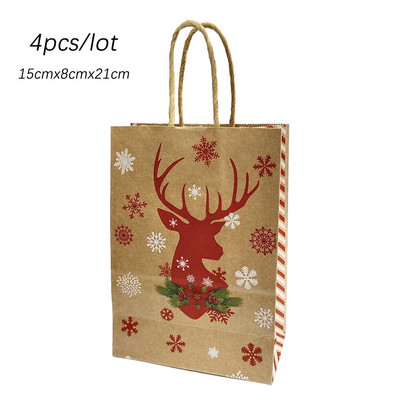 4 vnt. Linksmų Kalėdų popierinis dovanų maišelis X-Mas Kalėdų Senelio saldainių sausainių maišelis Pasidaryk pats laimingų Kalėdų dovanų rankinės Kalėdų vakarėliui