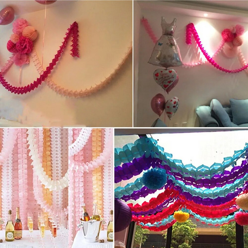 1 vnt. 3 metrų popierinė girlianda traukiama gėlė vakarėliui traukiama gėlių reklamjuostė Vaikų girlianda Vakarėlio išdėstymas Vestuvių pakabinamas dekoras