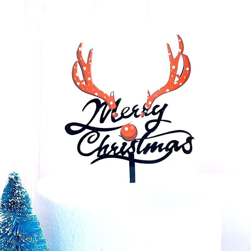 2023 m. akrilinis kalėdinio vakarėlio pyrago viršus Auksinis Linksmų Kalėdų vaikų gimtadienio tortų užpilas, skirtas šeimai Kalėdų dovanoms desertui papuošti