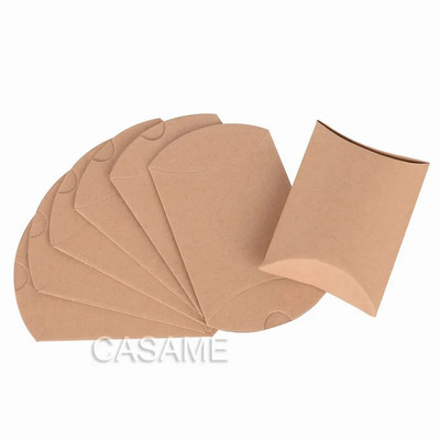 50 vnt „Favour“ saldainių dėžutės maišelis Naujas popierinis pagalvės formos „Vestuvių palankumas“ dovanų dėžutės pyragas „Baty Box“ maišeliai ekologiško kraft reklama