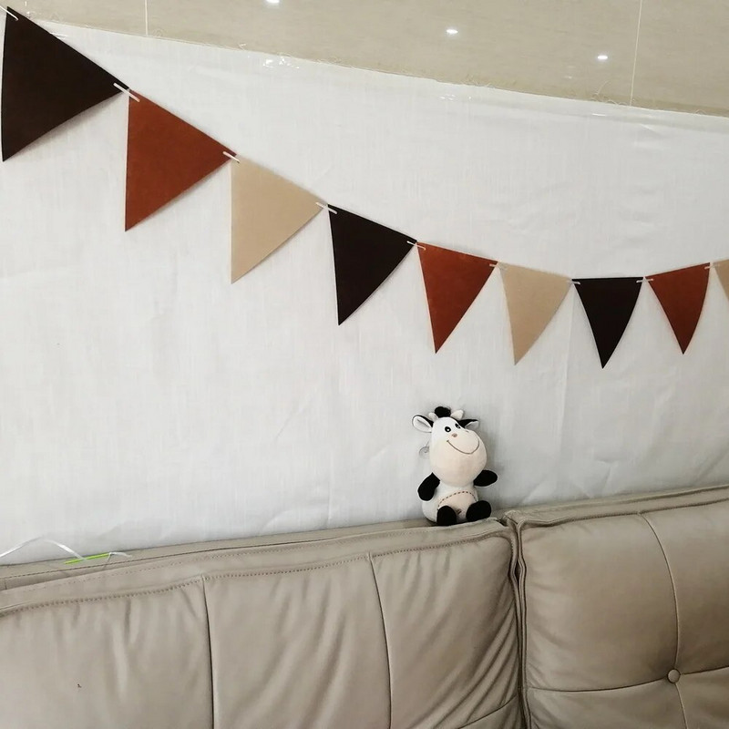 18 vėliavėlių chaki rudos spalvos veltinio reklamjuostės girliandos Gimtadienio vimpelėlis vimpelas Kūdikių dušas Vestuvių girlianda Vėliavos vakarėlio dekoravimo reikmenys