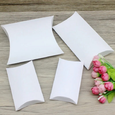 10 vnt kelių dydžių dovanų dėžutė vintažinė kraft balta dovanų pakuotė pagalvės dėžutė popierinė vakarėlio reikmenys pakavimas papuošalų pakuotė