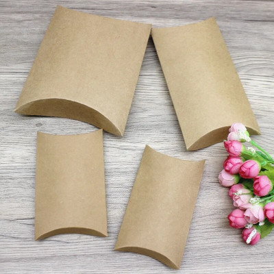 10 vnt kelių dydžių dovanų dėžutė vintažinė kraft balta dovanų pakuotė pagalvės dėžutė popierinė vakarėlio reikmenys pakavimas papuošalų pakuotė