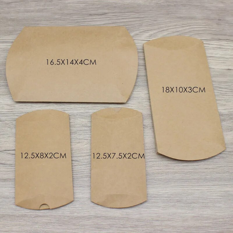 10 vnt kelių dydžių dovanų dėžutė vintažinė kraft balta dovanų pakuotė pagalvės dėžutė popierinė vakarėlio reikmenys pakavimas papuošalų pakuotė