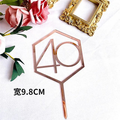 Naujas rožinis auksinis gimtadienio torto papuošalas