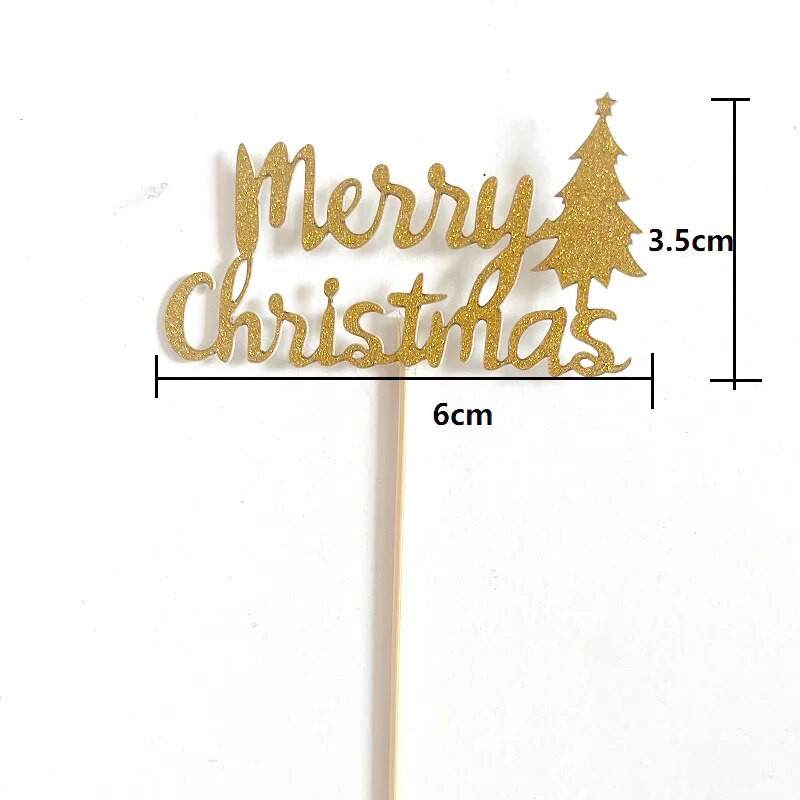 10 vnt tortų papuošalų Blizgantys milteliai Paperpard Linksmų Kalėdų torto viršelis Kalėdų vakarėliui Cupcake Laimingų Naujųjų Metų