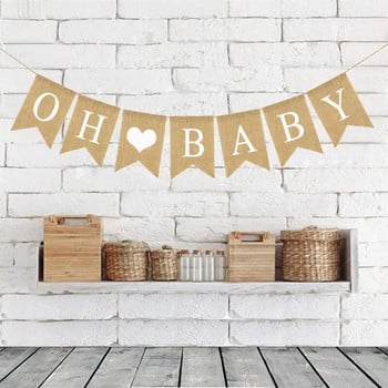 Празнично парти Бебешка украса за първата година OH BABY бельо Swallowtail Flag Baby Shower Направи си сам бельо Flag Decoration Supplies