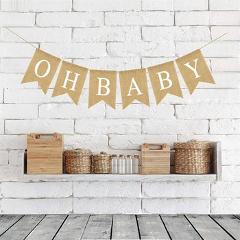 Празнично парти Бебешка украса за първата година OH BABY бельо Swallowtail Flag Baby Shower Направи си сам бельо Flag Decoration Supplies