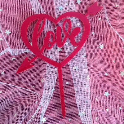 Širdis / rožė / raidė Linksmo gimtadienio tortas Auksinis Sidabrinis Rožės Auksinis Tortas Viršutinė vėliava Vestuvių gimtadienio šventės tortas Vėliavos puošmena