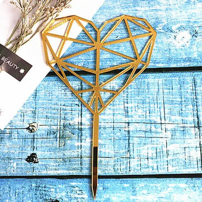 Širdis / rožė / raidė Linksmo gimtadienio tortas Auksinis Sidabrinis Rožės Auksinis Tortas Viršutinė vėliava Vestuvių gimtadienio šventės tortas Vėliavos puošmena