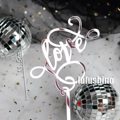 Širdis / rožė / raidė Linksmo gimtadienio tortas Auksinis Sidabrinis Rožės Auksinis Tortas Viršutinė vėliava Vestuvių gimtadienio šventės tortas Vėliavos puošmena