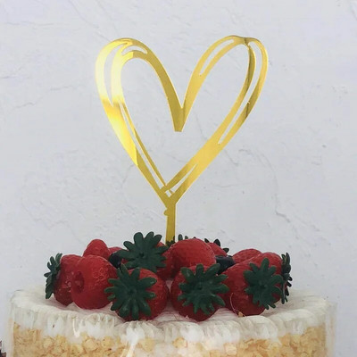 Širdis / rožė / raidė Linksmo gimtadienio tortas Auksinis Sidabrinis Rožės Auksinis Tortas Viršutinė vėliava Vestuvių gimtadienio šventės tortas Vėliavos puošmena