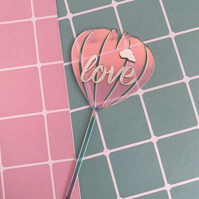 Širdis / rožė / raidė Linksmo gimtadienio tortas Auksinis Sidabrinis Rožės Auksinis Tortas Viršutinė vėliava Vestuvių gimtadienio šventės tortas Vėliavos puošmena