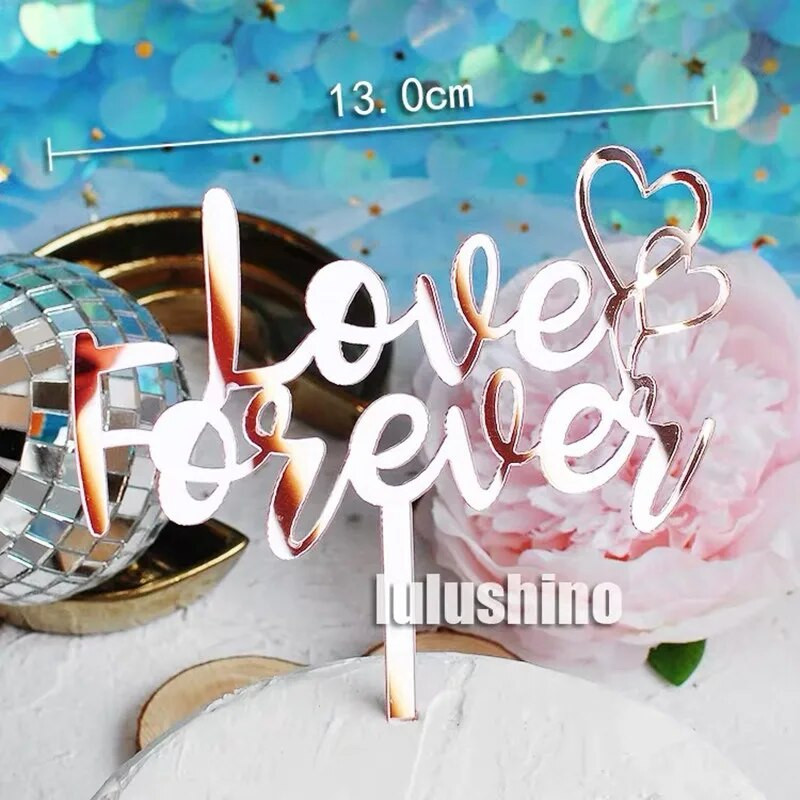 Širdis / rožė / raidė Linksmo gimtadienio tortas Auksinis Sidabrinis Rožės Auksinis Tortas Viršutinė vėliava Vestuvių gimtadienio šventės tortas Vėliavos puošmena