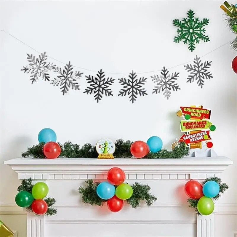 Kalėdų teminis papuošimas snaigės Kalėdų girliandos traukimas Gimtadienio vestuvės Kalėdų vakarėliai Kabantys girliandos papuošimai