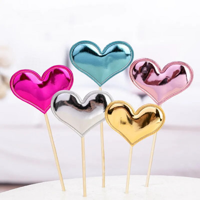 5 vnt. Lovely Cake Topper meilės širdelės žvaigždės karūnos torto dangteliai, skirti gimtadienio keksui vėliavėlė kūdikiui dušo vakarėliui vestuvių dekoravimo reikmenys