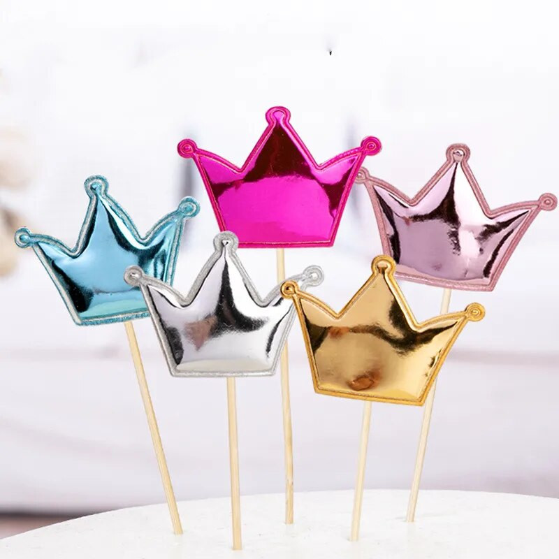 5 vnt. Lovely Cake Topper meilės širdelės žvaigždės karūnos torto dangteliai, skirti gimtadienio keksui vėliavėlė kūdikiui dušo vakarėliui vestuvių dekoravimo reikmenys