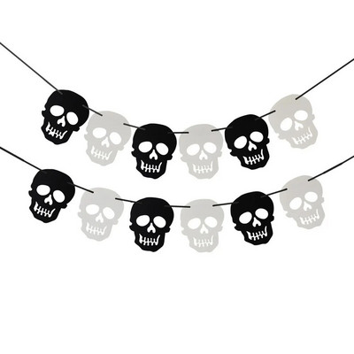Helovino vakarėlio puošmena Siaubo šikšnosparnis Moliūgas Ragana Voras Kaukolė traukiama Vėliava girlianda Helovinas Linksmas vakarėlis Kabanti girlianda Deco