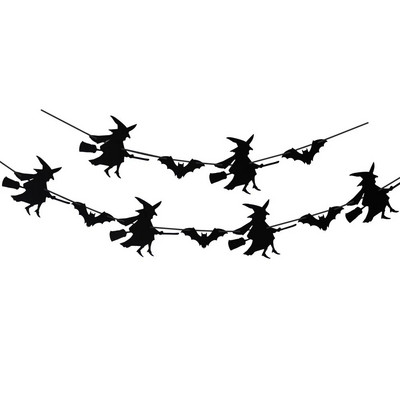 Helovino vakarėlio puošmena Siaubo šikšnosparnis Moliūgas Ragana Voras Kaukolė traukiama Vėliava girlianda Helovinas Linksmas vakarėlis Kabanti girlianda Deco