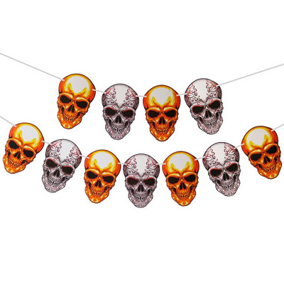 Helovino vakarėlio puošmena Siaubo šikšnosparnis Moliūgas Ragana Voras Kaukolė traukiama Vėliava girlianda Helovinas Linksmas vakarėlis Kabanti girlianda Deco