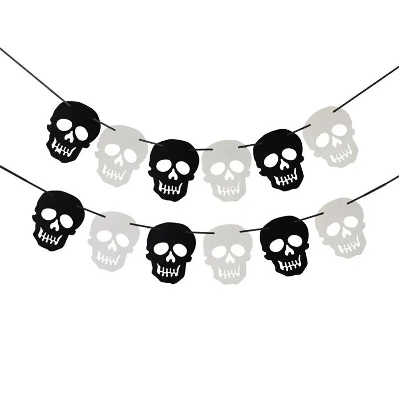 Helovino vakarėlio puošmena Siaubo šikšnosparnis Moliūgas Ragana Voras Kaukolė traukiama Vėliava girlianda Helovinas Linksmas vakarėlis Kabanti girlianda Deco