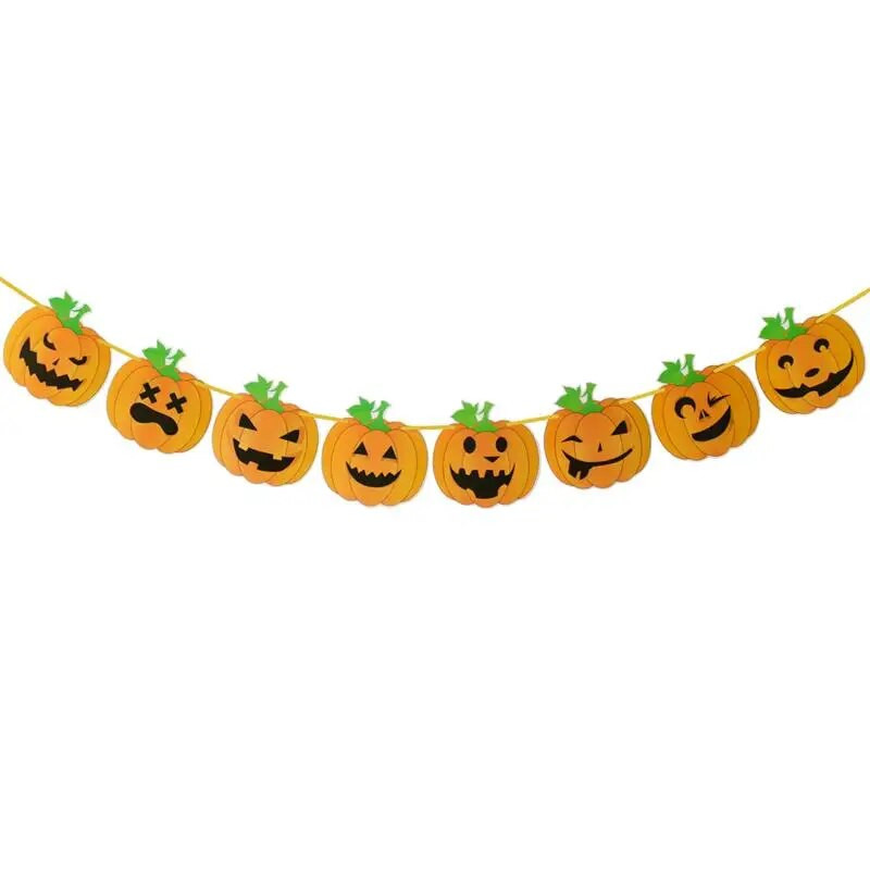 Helovino vakarėlio puošmena Siaubo šikšnosparnis Moliūgas Ragana Voras Kaukolė traukiama Vėliava girlianda Helovinas Linksmas vakarėlis Kabanti girlianda Deco