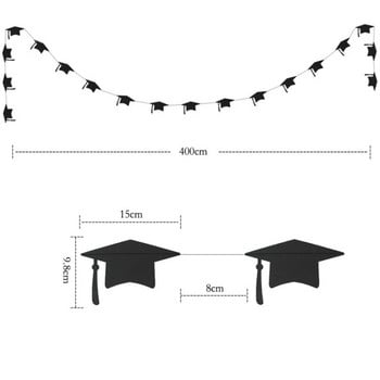 4M The Black Gold Celebration Graduation Bachelor Hat Banner The Glitter Draped The Flag Decorations For the Graduating Ceremony