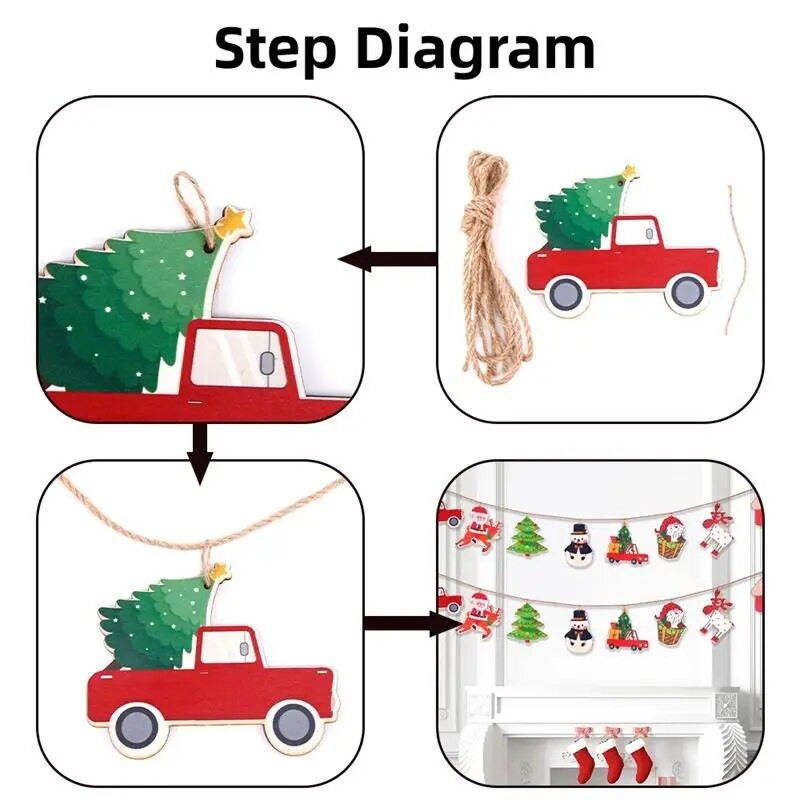 Kalėdų vakarėlis Kalėdų eglutė Sniego senelis medinis traukiamas vėliava reklamjuostė Vaikams Kalėdų Linksmas Prom Namų Vakarėlis Pakabinamas eglutė girlianda Deco