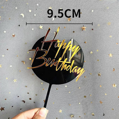 Dviejų sluoksnių akrilinis torto viršelis Juodo ir balto aukso raidės Happy Birthday Cake Toppers vestuvių/gimtadienio torto dekoravimas
