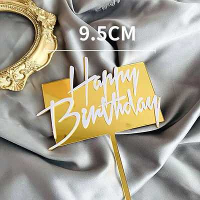 Dviejų sluoksnių akrilinis torto viršelis Juodo ir balto aukso raidės Happy Birthday Cake Toppers vestuvių/gimtadienio torto dekoravimas