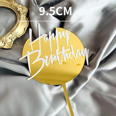 Dviejų sluoksnių akrilinis torto viršelis Juodo ir balto aukso raidės Happy Birthday Cake Toppers vestuvių/gimtadienio torto dekoravimas