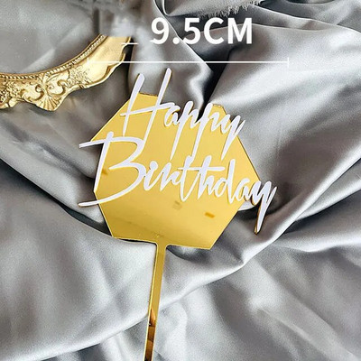 Dviejų sluoksnių akrilinis torto viršelis Juodo ir balto aukso raidės Happy Birthday Cake Toppers vestuvių/gimtadienio torto dekoravimas