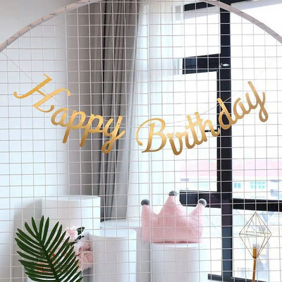 Gimtadienio vakarėlio popierinė bandomoji reklamjuostė sujungti laiškai Su gimtadienio reklama berniukų ir mergaičių vakarėliams pakabinti