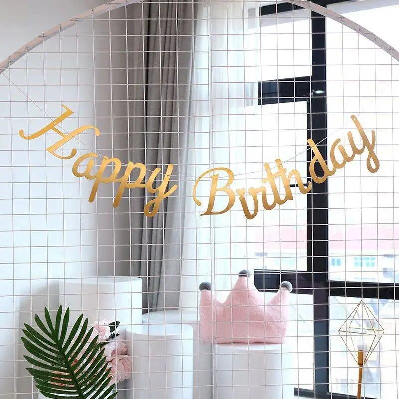 Gimtadienio vakarėlio popierinė bandomoji reklamjuostė sujungti laiškai Su gimtadienio reklama berniukų ir mergaičių vakarėliams pakabinti