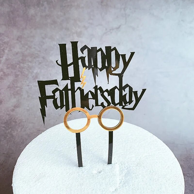 Barzdos tėčio gimtadienio torto viršelis Auksinis juodas akrilinis tėčio gimtadienio torto apmušalas Tėvo dienos torto viršui Dekoravimo dovanos