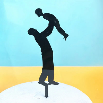 Barzdos tėčio gimtadienio torto viršelis Auksinis juodas akrilinis tėčio gimtadienio torto apmušalas Tėvo dienos torto viršui Dekoravimo dovanos