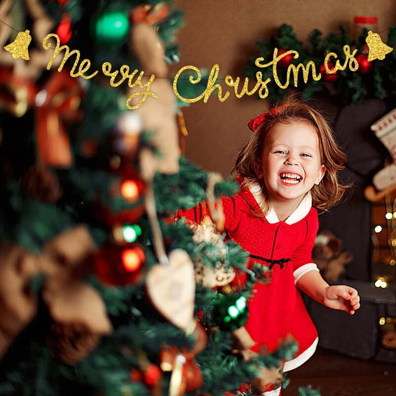 Kalėdų teminis vakarėlis Kalėdų Linksmas reklamjuostė Snaigės Varpeliai Gėlių traukimas Šventinis Vakarėlio fonas Pakabinamas šukės girlianda Decora