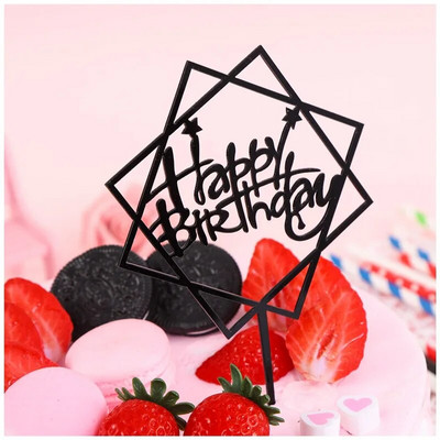 Su gimtadieniu Cake Topper Apvalus Auksinis sidabras Akrilas Gimtadienio vakarėlio deserto dekoravimas Kūdikių dušui