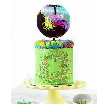 Нови цветни топери за торта Честит рожден ден Любовно парти за рожден ден Акрилна украса за десерти за рожден ден на бебето Топъри за кексчета