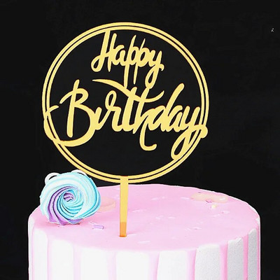 Naujos spalvingos spalvos Happy Birthday tortų tvarsčiai Meilės gimtadienio vakarėlis Akrilo Deserto puošmena Kūdikių gimtadienio tortų keptuvėms