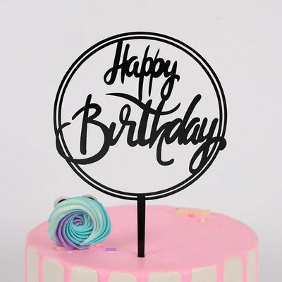 Naujos spalvingos spalvos Happy Birthday tortų tvarsčiai Meilės gimtadienio vakarėlis Akrilo Deserto puošmena Kūdikių gimtadienio tortų keptuvėms
