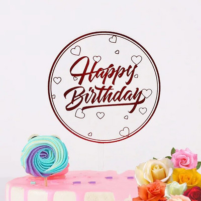 Naujos spalvingos spalvos Happy Birthday tortų tvarsčiai Meilės gimtadienio vakarėlis Akrilo Deserto puošmena Kūdikių gimtadienio tortų keptuvėms