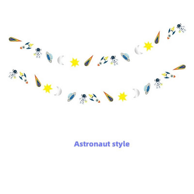 Парти банер с тема Spaceman Астронавт Космическа планета Парти за рожден ден Гирлянди Детски рожден ден Фон Декорация за стена