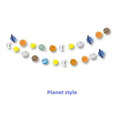 Парти банер с тема Spaceman Астронавт Космическа планета Парти за рожден ден Гирлянди Детски рожден ден Фон Декорация за стена