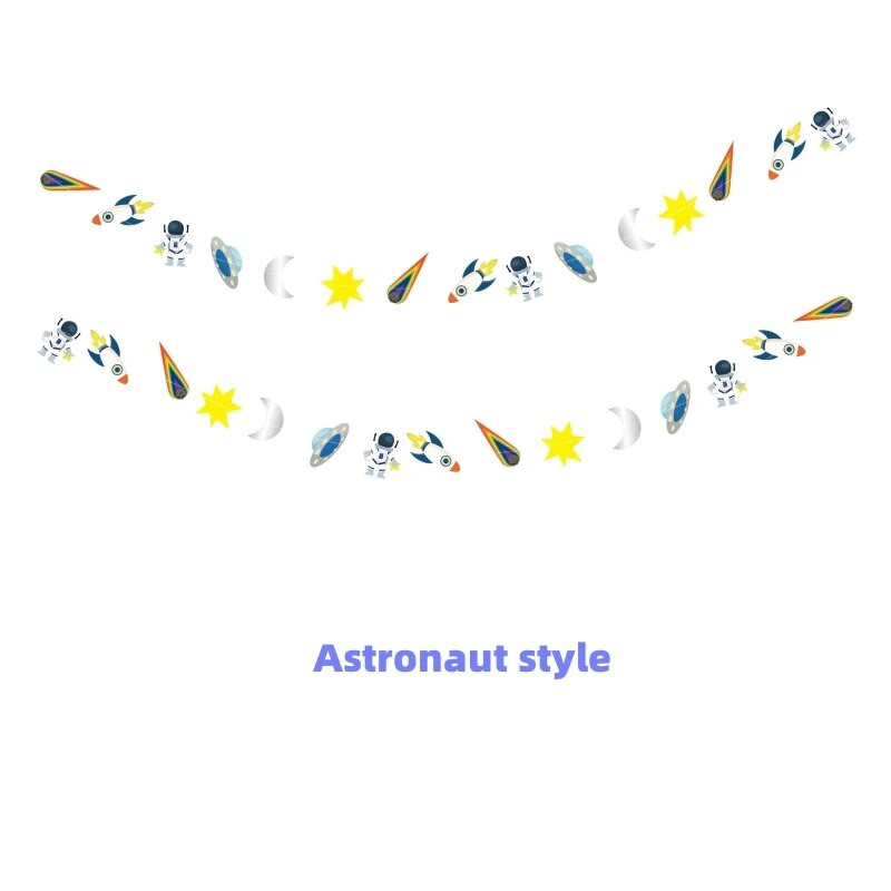 Парти банер с тема Spaceman Астронавт Космическа планета Парти за рожден ден Гирлянди Детски рожден ден Фон Декорация за стена